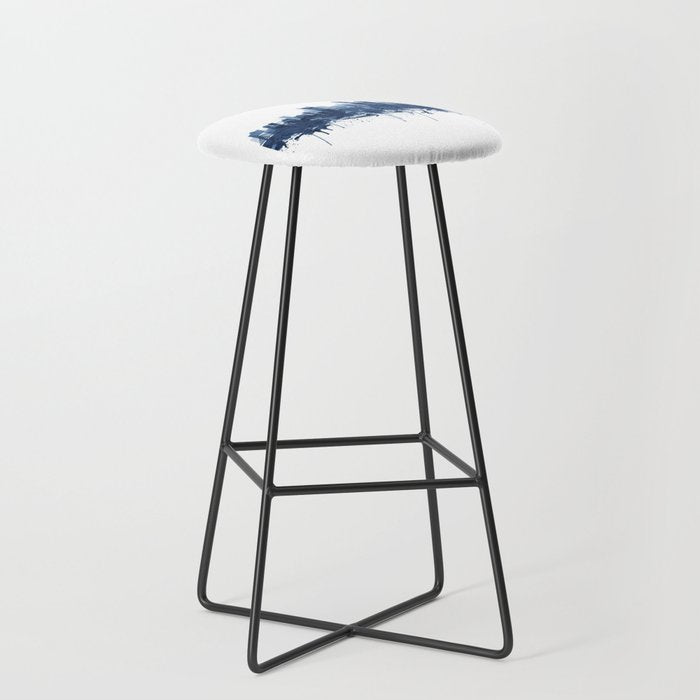 Boston Skyline Watercolor Blue, Art Print By Synplus Stool Gallery Image 1