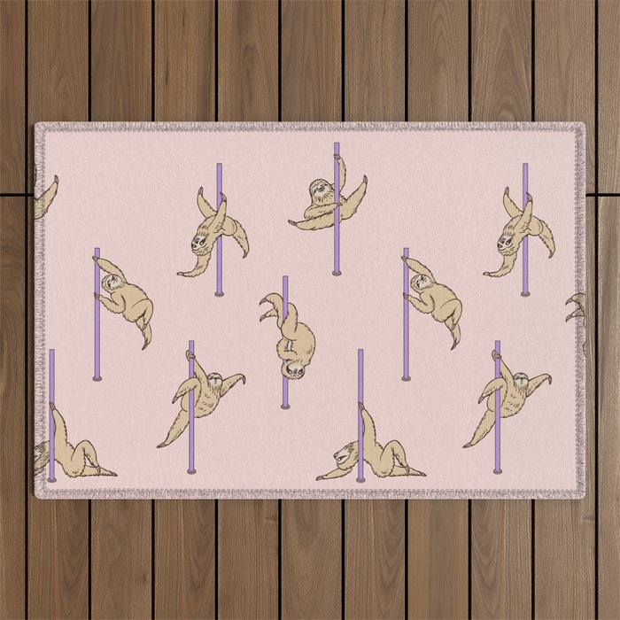 Sloths Pole Dancing Club Outdoor Rug Gallery Image 1