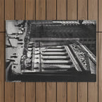 Wall Street, Stock Exchange, New York, New York black and white photograph Outdoor Rug Gallery Image 1