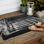 Wall Street, Stock Exchange, New York, New York black and white photograph Outdoor Rug Gallery Image 2