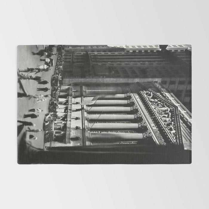 Wall Street, Stock Exchange, New York, New York black and white photograph Rug Gallery Image 2