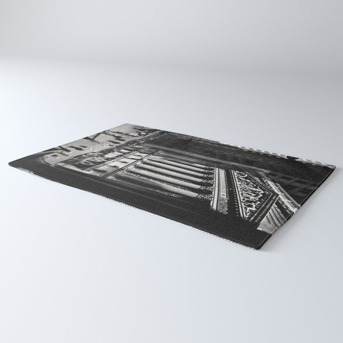 Wall Street, Stock Exchange, New York, New York black and white photograph Rug Gallery Image 3