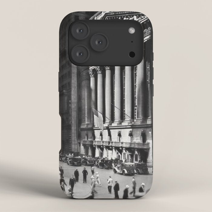 Wall Street, Stock Exchange, New York, New York black and white photograph iPhone Case Gallery Image 3