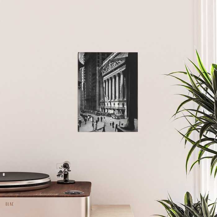 Wall Street, Stock Exchange, New York, New York black and white photograph Poster Gallery Image 2
