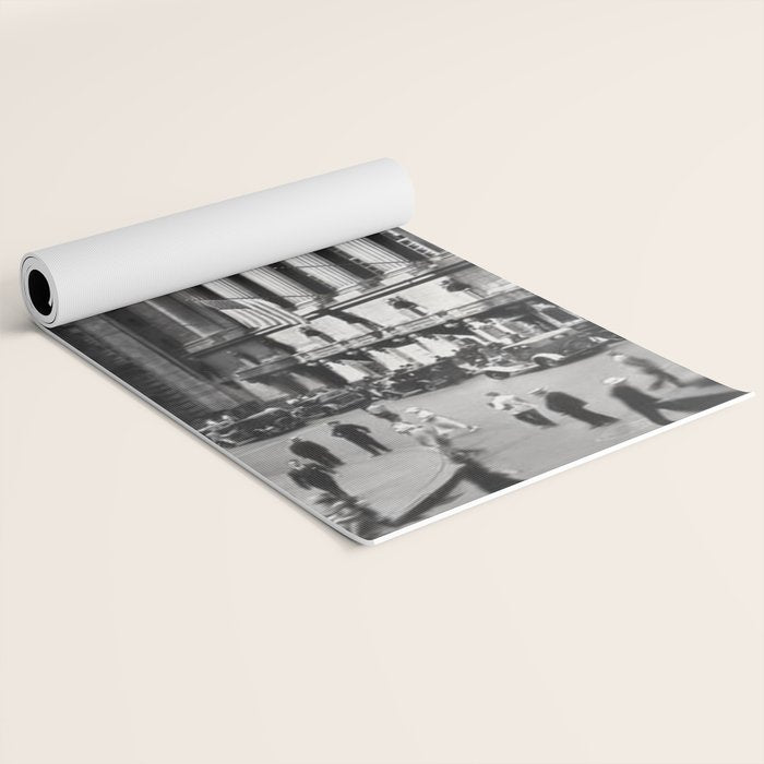 Wall Street, Stock Exchange, New York, New York black and white photograph Yoga Mat Gallery Image 2