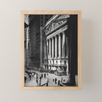 Wall Street, Stock Exchange, New York, New York black and white photograph Mini Art Print Gallery Image 1