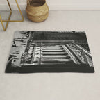 Wall Street, Stock Exchange, New York, New York black and white photograph Rug Gallery Image 1
