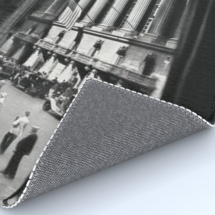 Wall Street, Stock Exchange, New York, New York black and white photograph Rug Gallery Image 4