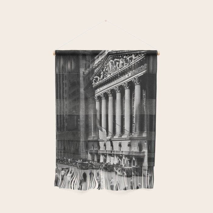 Wall Street, Stock Exchange, New York, New York black and white photograph Wall Hanging Gallery Image 1