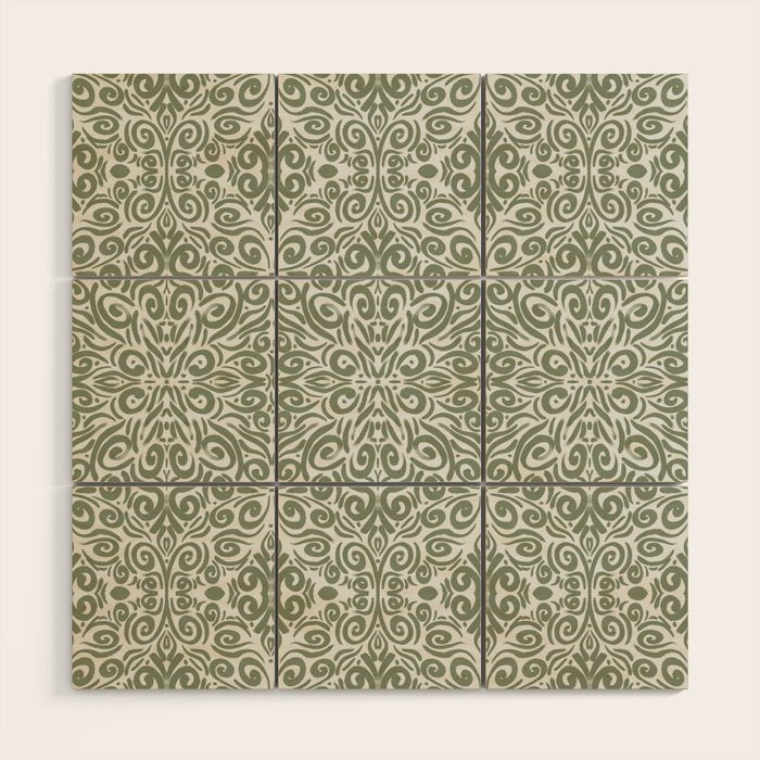Vintage Green Spirals Wood Wall Art Gallery Image 1