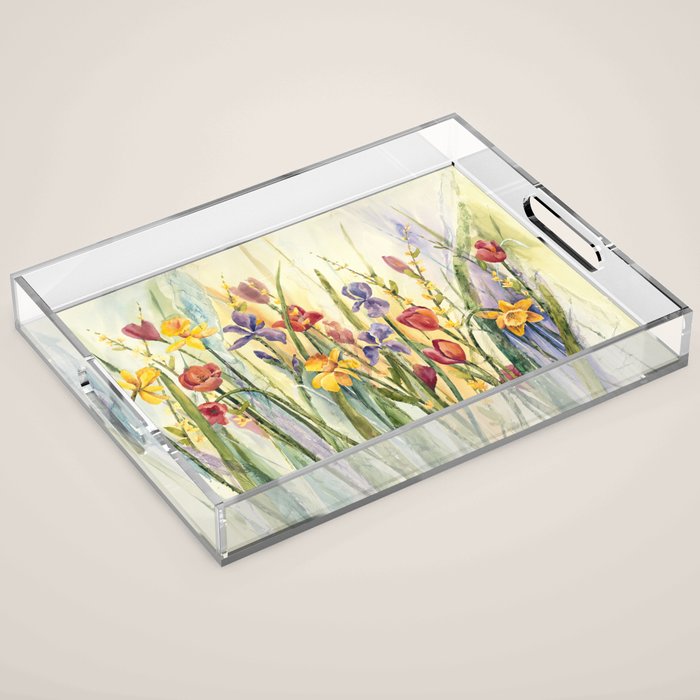 Spring Medley Flowers Acrylic Tray Gallery Image 1