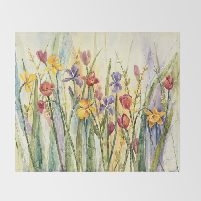 Spring Medley Flowers Throw Blanket Gallery Image 2