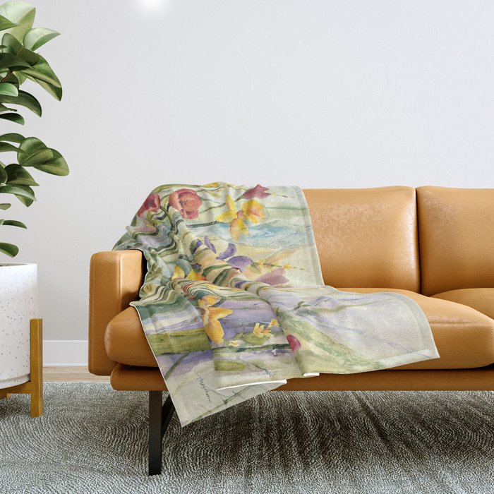 Spring Medley Flowers Throw Blanket Gallery Image 1