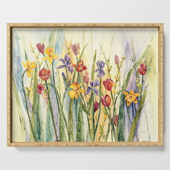 Spring Medley Flowers Serving Tray Gallery Image 1