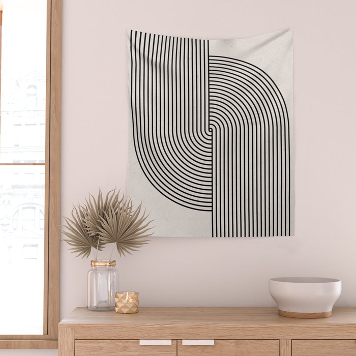Beige Neutral Retro Balance  Wall Tapestry Gallery Image 2