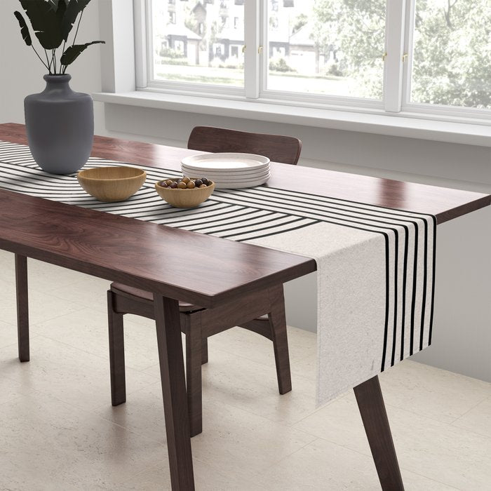 Beige Neutral Retro Balance  Table Runner Gallery Image 2
