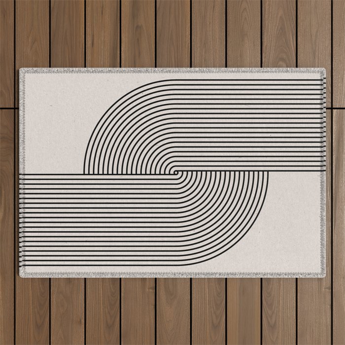 Beige Neutral Retro Balance  Outdoor Rug Gallery Image 1