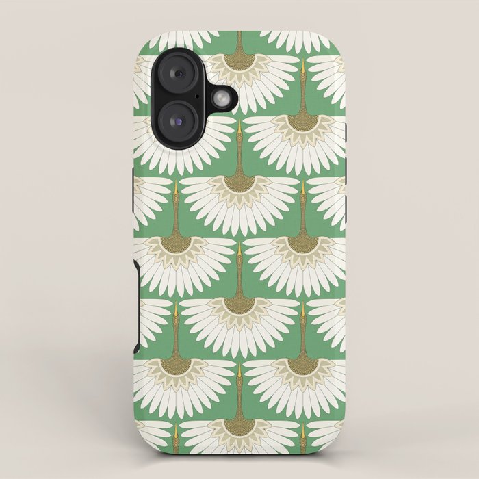 art deco cranes green iPhone Case Gallery Image 1