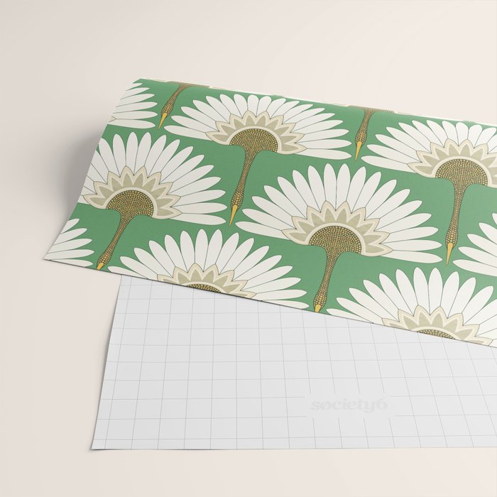 art deco cranes green Wrapping Paper Gallery Image 2