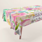 Hand painted pink lavender lilac teal watercolor elegant floral Tablecloth Gallery Image 1