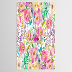 Hand painted pink lavender lilac teal watercolor elegant floral Tablecloth Gallery Image 2