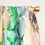Hand painted pink lavender lilac teal watercolor elegant floral Window Curtain Gallery Image 2