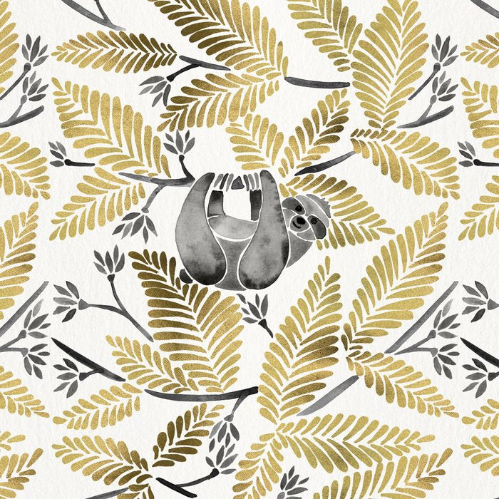 Happy Sloth - Tropical Gold Leaves Coffee Mug Gallery Image 2