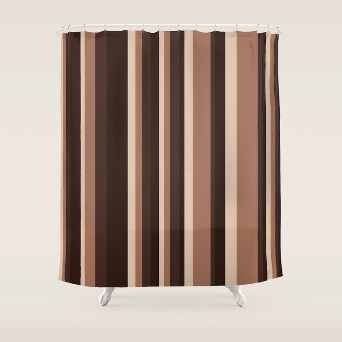 Classic Stripes XLIX - Mocha Coffee Shower Curtain Gallery Image 1