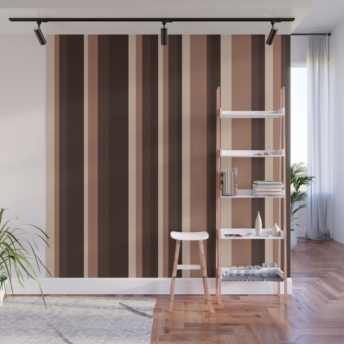 Classic Stripes XLIX - Mocha Coffee Wall Mural Gallery Image 1