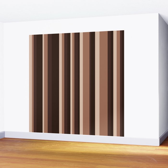 Classic Stripes XLIX - Mocha Coffee Wall Mural Gallery Image 2