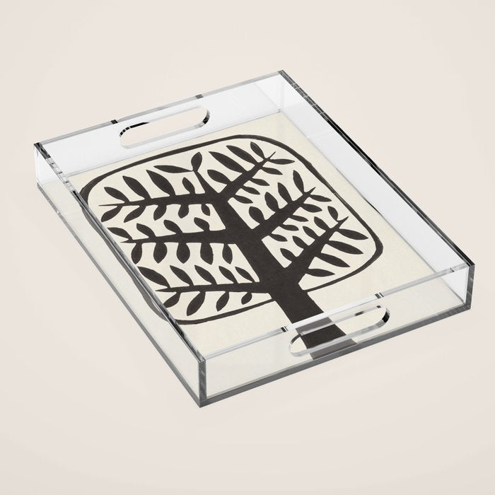 Linocut Tree #2 Acrylic Tray Gallery Image 1