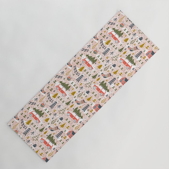 Home For The Holidays Blush Pink Christmas Yoga Mat Gallery Image 1