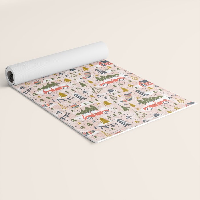 Home For The Holidays Blush Pink Christmas Yoga Mat Gallery Image 2