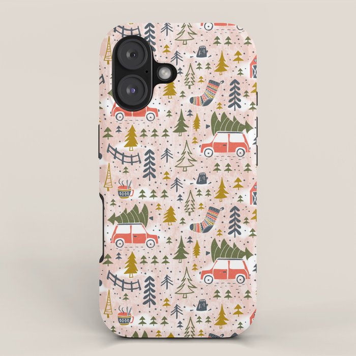 Home For The Holidays Blush Pink Christmas iPhone Case Gallery Image 1