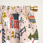 Home For The Holidays Blush Pink Christmas Window Curtain Gallery Image 2