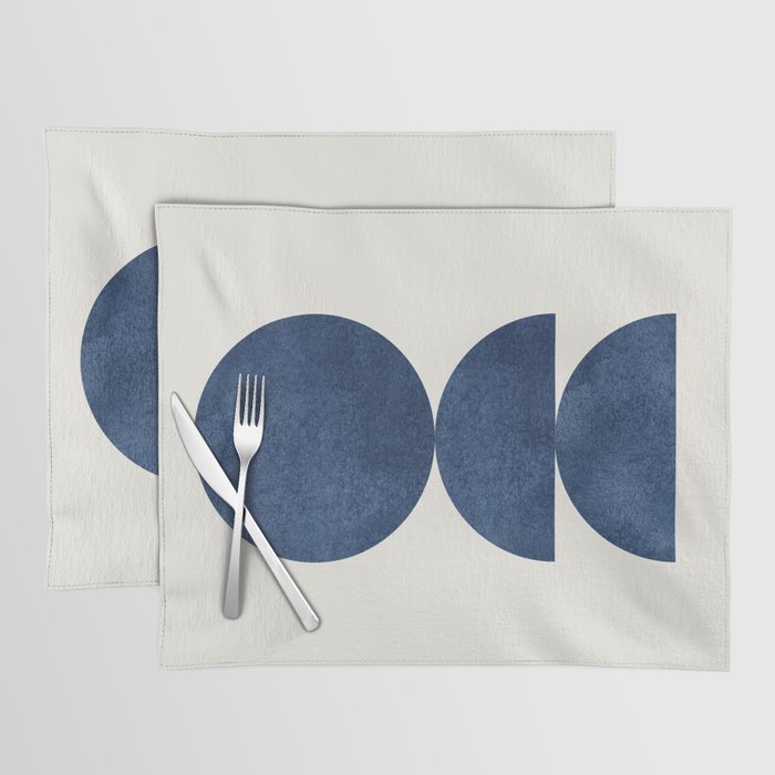 Woodblock navy blue Mid century modern Placemat Gallery Image 1