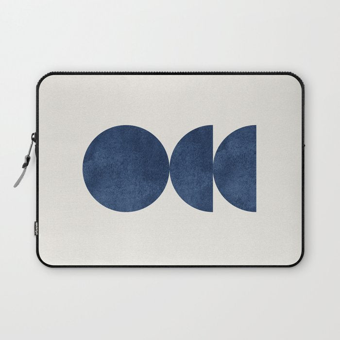 Woodblock navy blue Mid century modern Laptop Sleeve Gallery Image 1