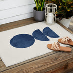 Woodblock navy blue Mid century modern Outdoor Rug Gallery Image 2