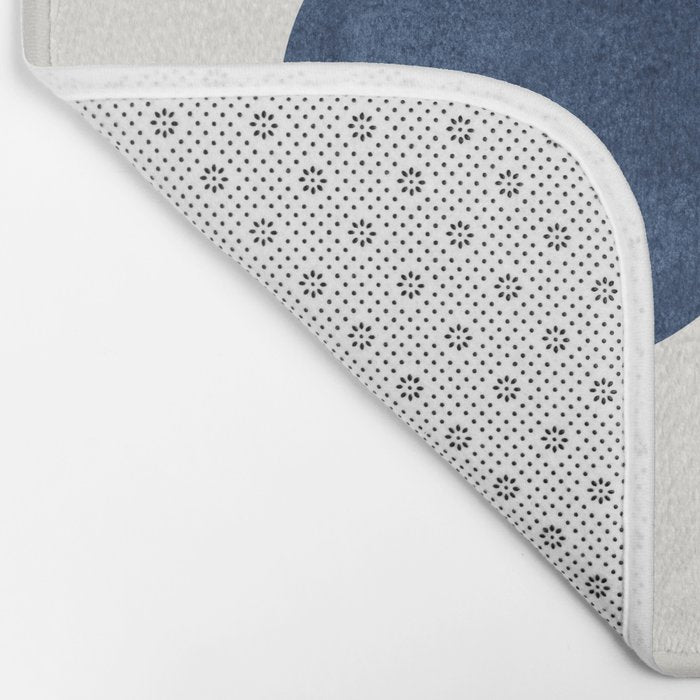 Woodblock navy blue Mid century modern Bath Mat Gallery Image 2