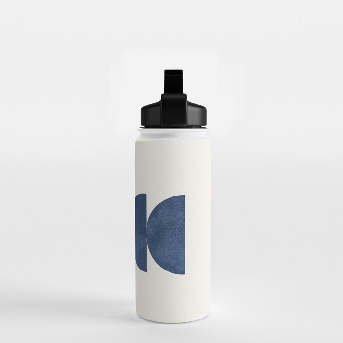 Woodblock navy blue Mid century modern Water Bottle Gallery Image 2