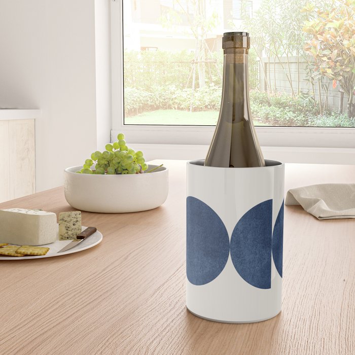 Woodblock navy blue Mid century modern Wine Chiller Gallery Image 4