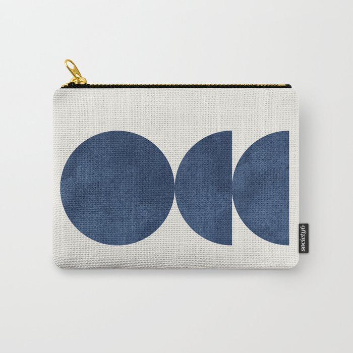Woodblock navy blue Mid century modern Carry All Pouch Gallery Image 1