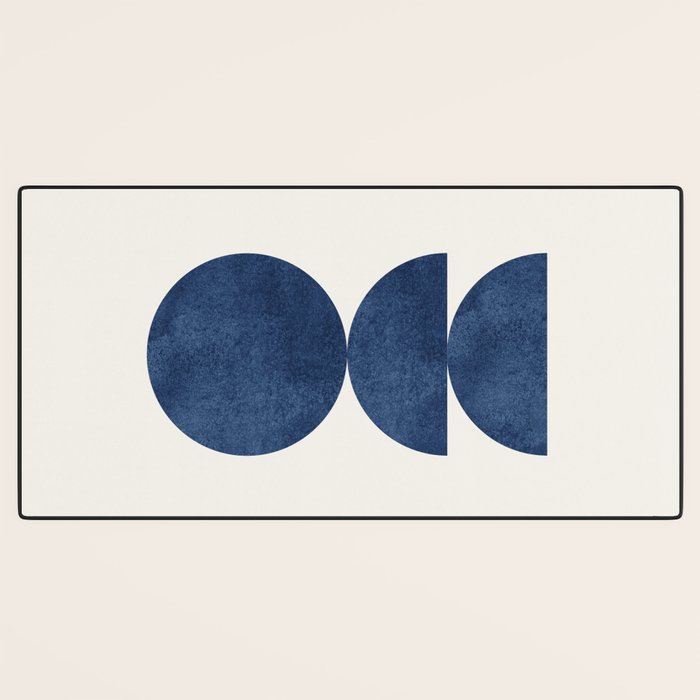 Woodblock navy blue Mid century modern Desk Mat Gallery Image 3