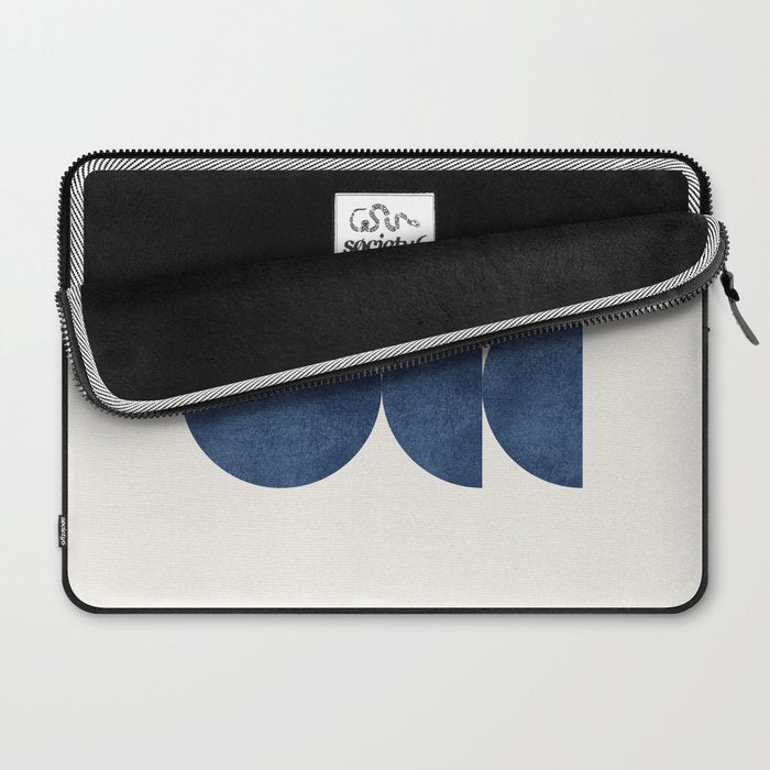 Woodblock navy blue Mid century modern Laptop Sleeve Gallery Image 2