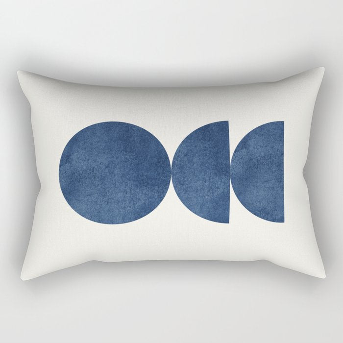 Woodblock navy blue Mid century modern Rectangular Pillow Gallery Image 1