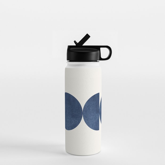 Woodblock navy blue Mid century modern Water Bottle Gallery Image 1