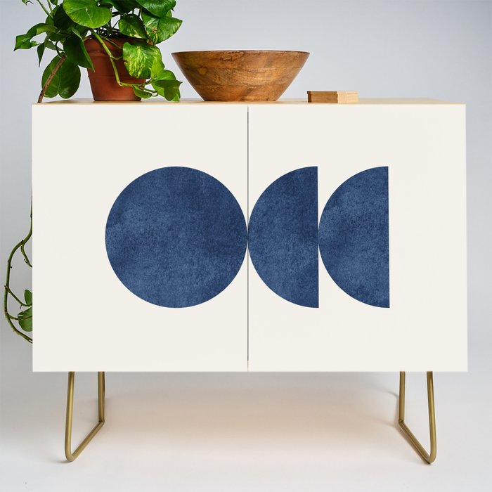 Woodblock navy blue Mid century modern Credenza Gallery Image 1