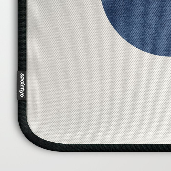 Woodblock navy blue Mid century modern Laptop Sleeve Gallery Image 3