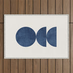 Woodblock navy blue Mid century modern Outdoor Rug Gallery Image 1