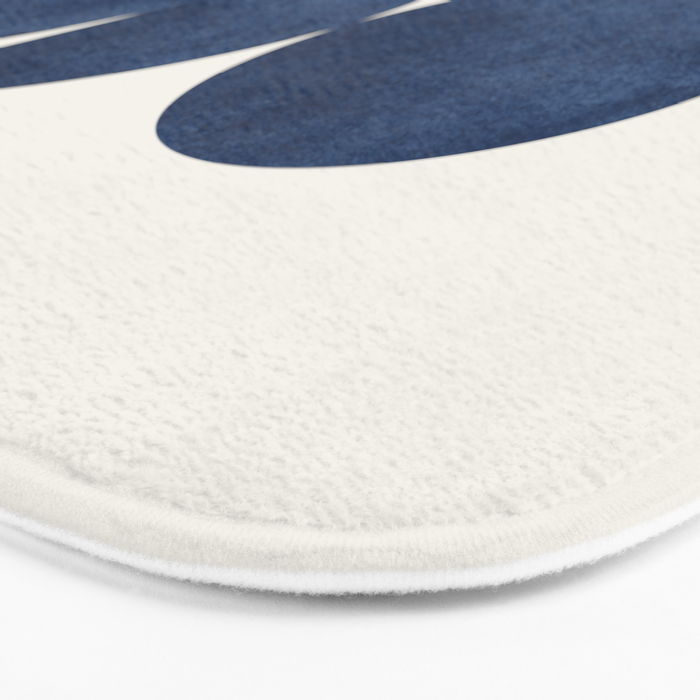 Woodblock navy blue Mid century modern Bath Mat Gallery Image 3